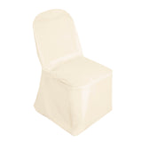 Beige Polyester Banquet Chair Cover, Reusable Stain Resistant Chair Cover#whtbkgd