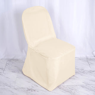 Elevate Your Event with our Beige Polyester Banquet Chair Cover