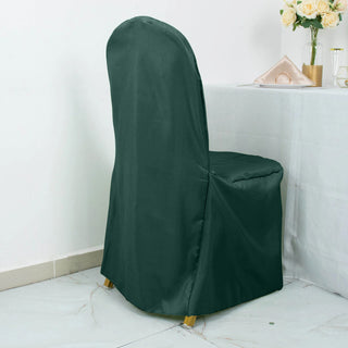 Make Your Event Unforgettable with the Hunter Emerald Green Polyester Banquet Chair Cover