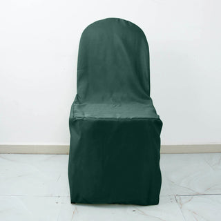 Elevate Your Event with the Hunter Emerald Green Polyester Banquet Chair Cover