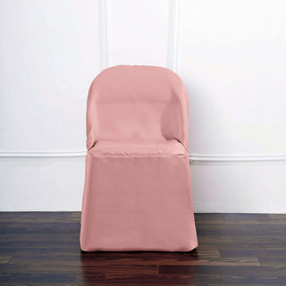 Add Elegance to Your Event with the Dusty Rose Polyester Folding Chair Cover Add Elegance to Your Event with the Dusty Rose Polyester Folding Chair Cover
