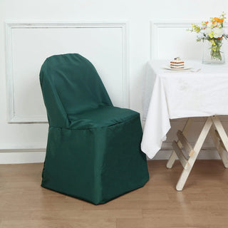 Add Elegance to Your Event with the Hunter Emerald Green Polyester Folding Chair Cover