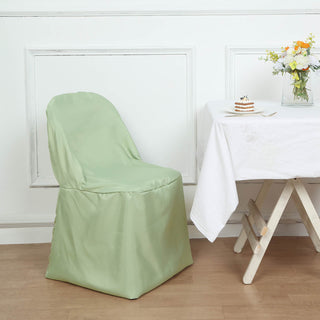 Elegant Sage Green Polyester Folding Round Chair Cover