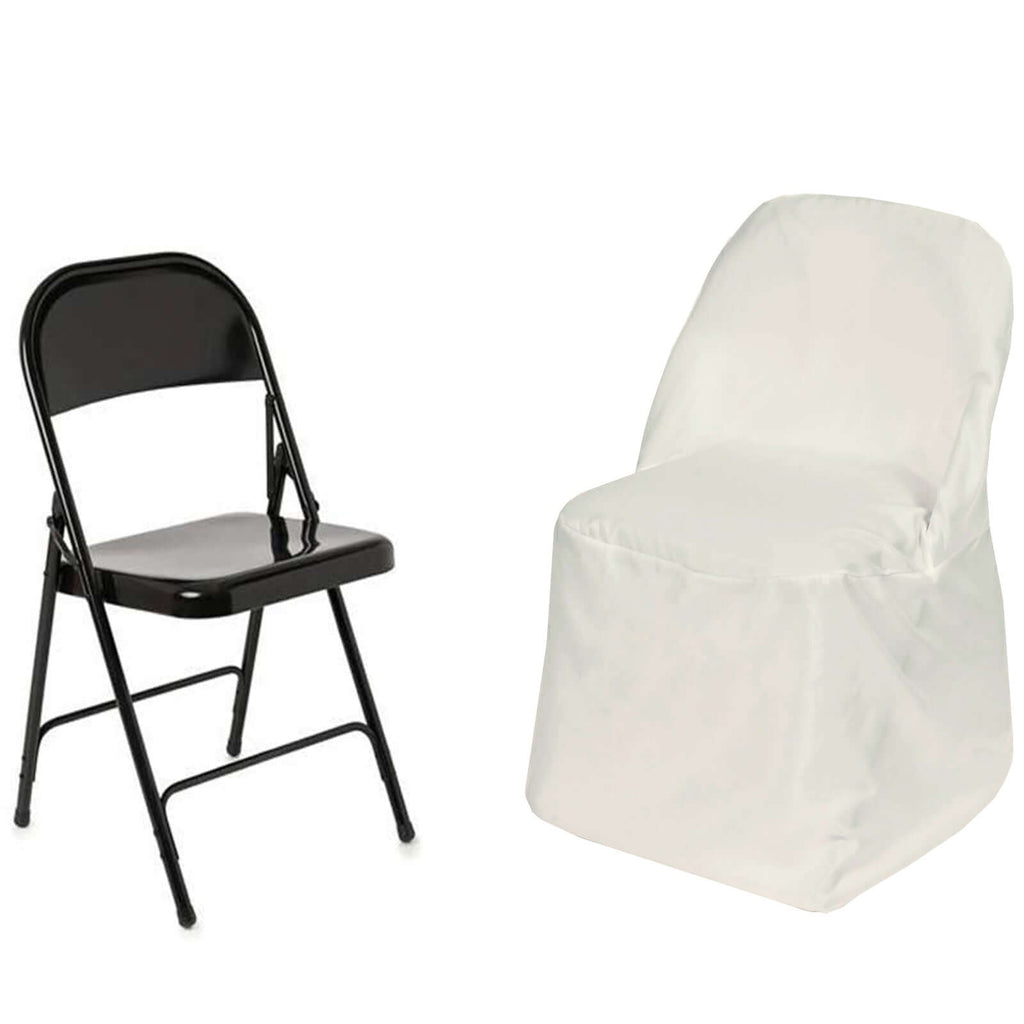 Ivory Polyester Folding Round Chair Cover