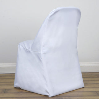 White chair with a smooth, modern design, shown from the back.