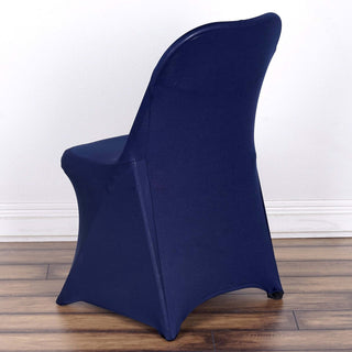 Elevate Your Event with the Navy Blue Spandex Stretch Fitted Folding Chair Cover Elevate Your Event with the Navy Blue Spandex Stretch Fitted Folding Chair Cover