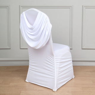 Elegant White Ruched Swag Back Spandex Chair Cover