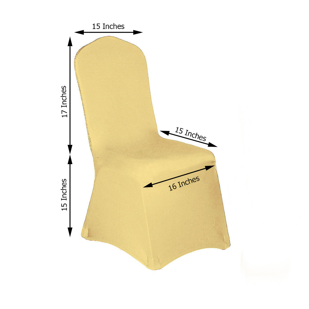 Champagne Spandex Stretch Banquet Chair Cover With Metallic