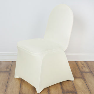 Elevate Your Event with the Ivory Spandex Stretch Fitted Banquet Chair Cover