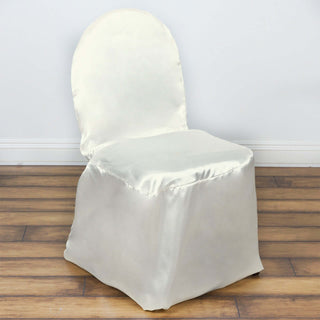 Elevate Your Event with Ivory Glossy Satin Banquet Chair Covers Elevate Your Event with Ivory Glossy Satin Banquet Chair Covers