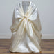 Ivory Satin Self-Tie Universal Chair Cover, Folding, Dining, Banquet and Standard