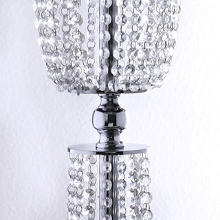 Luxurious Silver Acrylic Crystal Pendant Chain Hourglass Chandelier Stand