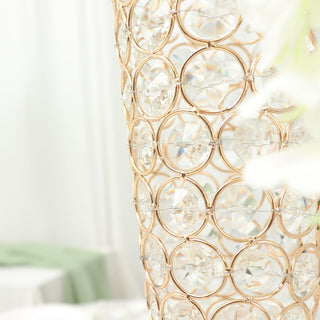 Create a Magical Ambiance with the Gold Crystal Beaded Trumpet Vase Set