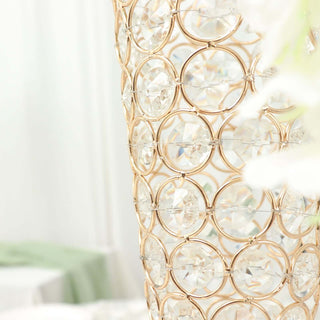 Create a Magical Ambiance with the Gold Crystal Beaded Trumpet Vase Set Create a Magical Ambiance with the Gold Crystal Beaded Trumpet Vase Set