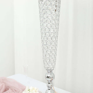 Crystal beaded floor lamp with a chrome base