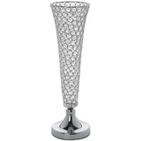 2 Pack | 22inch Tall Silver Crystal Beaded Metal Trumpet Vase Centerpieces#whtbkgd