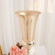 27inch Tall Gold Trumpet Metal Flower Vase, European Style Centerpiece - Square Base