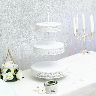 Elegant White Metal 3-Tier Cupcake Stand for Stunning Event Displays Elegant White Metal 3-Tier Cupcake Stand for Stunning Event Displays
