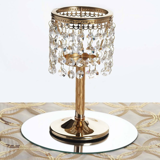 Create a Magical Atmosphere with the Gold Crystal Beaded Chandelier Votive Pillar Candle Holder