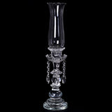 20inch Premium Crystal Glass Hurricane Candle Taper Candlestick Holder With Chandelier Chains
