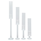Set of 4 | Clear Crystal Glass Hurricane Taper Candle Holders With Tall Cylinder#whtbkgd