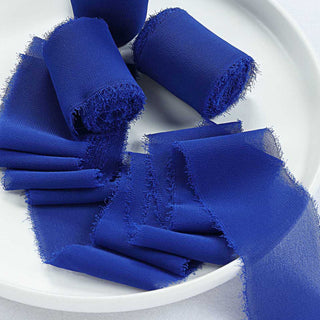 Navy Blue Silk-Like Chiffon Linen Ribbon for Bouquets and More