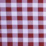 Buffalo Plaid Tablecloth | 90" Round | White/Burgundy | Checkered Polyester Tablecloth#whtbkgd