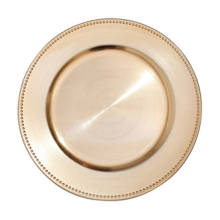 Create an Elite Table Setting with the 6 Pack 13" Beaded Gold Acrylic Charger Plate