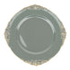 6 Pack 13inch Olive Green Gold Embossed Baroque Round Charger Plates With Antique Design Rim#whtbkgd