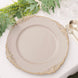 6 Pack | 13inch Nude Taupe Gold Embossed Baroque Round Charger Plates With Antique Design Rim