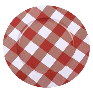 Elevate Your Event Decor with Red/White Buffalo Plaid Charger Plates