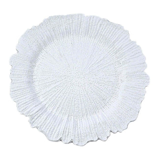White decorative plate with textured floral design