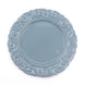 Dusty Blue Vintage Plastic Charger Plates Engraved Baroque Rim, Disposable Serving Trays#whtbkgd