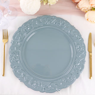 Enhance Your Dining Experience with Dusty Blue Vintage Plastic Charger Plates