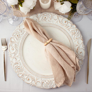 Elevate Your Dining Experience with Antique White and Gold Charger Plates
