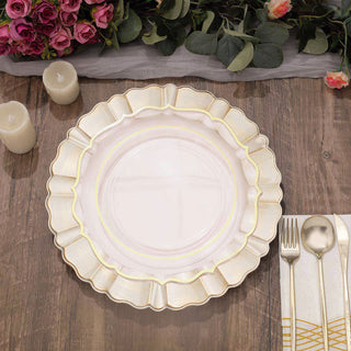 Elevate Your Table Setting with Beige Acrylic Plastic Dinner Plate Chargers