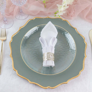 Add Elegance to Your Table with Olive Green and Gold Scalloped Rim Acrylic Charger Plates Add Elegance to Your Table with Olive Green and Gold Scalloped Rim Acrylic Charger Plates