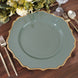 6 Pack | Olive Green 13inch Gold Scalloped Rim Round Charger Plates, Acrylic Plastic Charger Plates