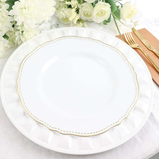 Add Elegance to Your Table with White Round Bejeweled Rim Plastic Dinner Charger Plates Add Elegance to Your Table with White Round Bejeweled Rim Plastic Dinner Charger Plates