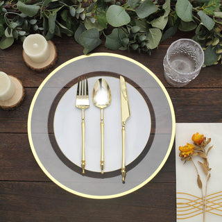 Create a Chic and Sophisticated Look with 12" Gold Rim Clear Heavy Duty Disposable Charger Plates