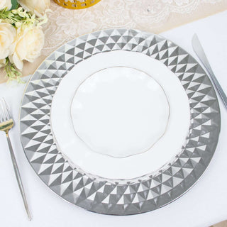 Shiny Silver Diamond Pattern Plastic Charger Plates Shiny Silver Diamond Pattern Plastic Charger Plates