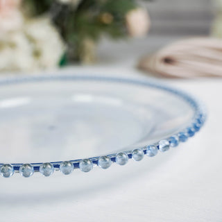 Add Elegance to Your Tablescape with Transparent Blue Acrylic Beaded Rim Charger Plates