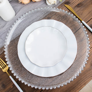 Versatile and Stylish: Clear / Silver Glitter Acrylic Plastic Charger Plates