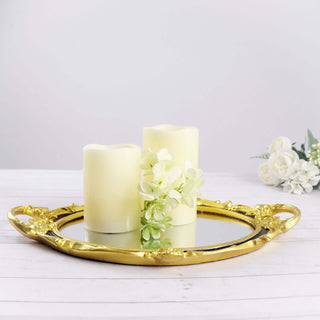 A Perfect Addition to Your Event Decor - Metallic Black/Gold Oval Resin Decorative Vanity Serving Tray A Perfect Addition to Your Event Decor - Metallic Black/Gold Oval Resin Decorative Vanity Serving Tray