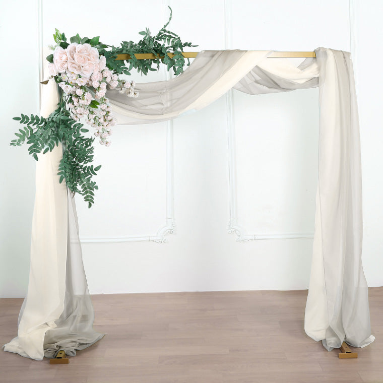 18ft | Silver Wedding Arch Drapery Fabric Window Scarf Valance, Sheer Organza Linen