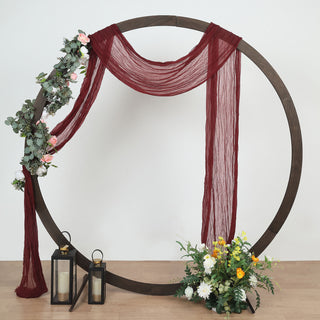 Add a Touch of Elegance with Burgundy Gauze Cheesecloth Wedding Arch Drapery