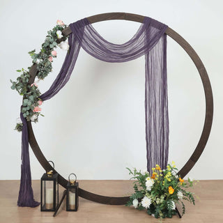 Elegant Purple Gauze Cheesecloth Wedding Arch Drapery Elegant Purple Gauze Cheesecloth Wedding Arch Drapery