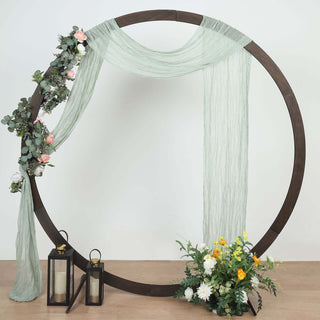 Elegant Sage Green Gauze Cheesecloth Wedding Arch Drapery Elegant Sage Green Gauze Cheesecloth Wedding Arch Drapery