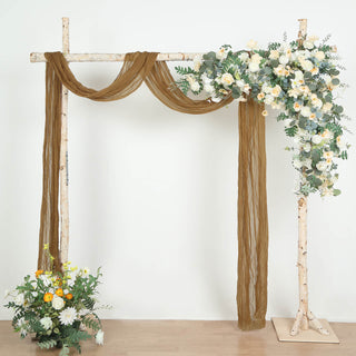 Elegant Taupe Gauze Cheesecloth Fabric Wedding Arch Drapery