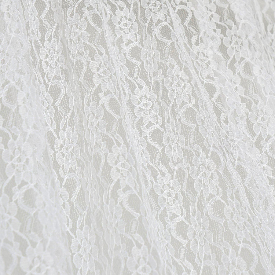 2 Pack | 5ftx10ft Ivory Fire Retardant Floral Lace Sheer Curtains With Rod Pockets#whtbkgd